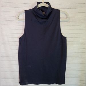 ATHLETA BLACK RIBBED MOCK NECK SLEEVELESS TOP, SZ LARGE